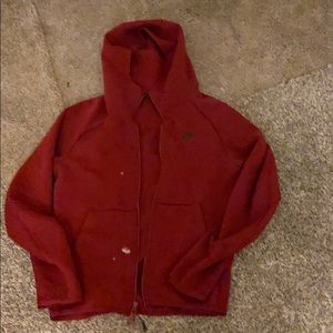 Dark red Nike zip up hoodie